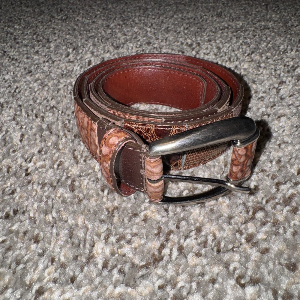 Pepe Mateu MCM Y2K Patchwork Leather Belt Brown Tan Euro 85 Made in Spain Italy
